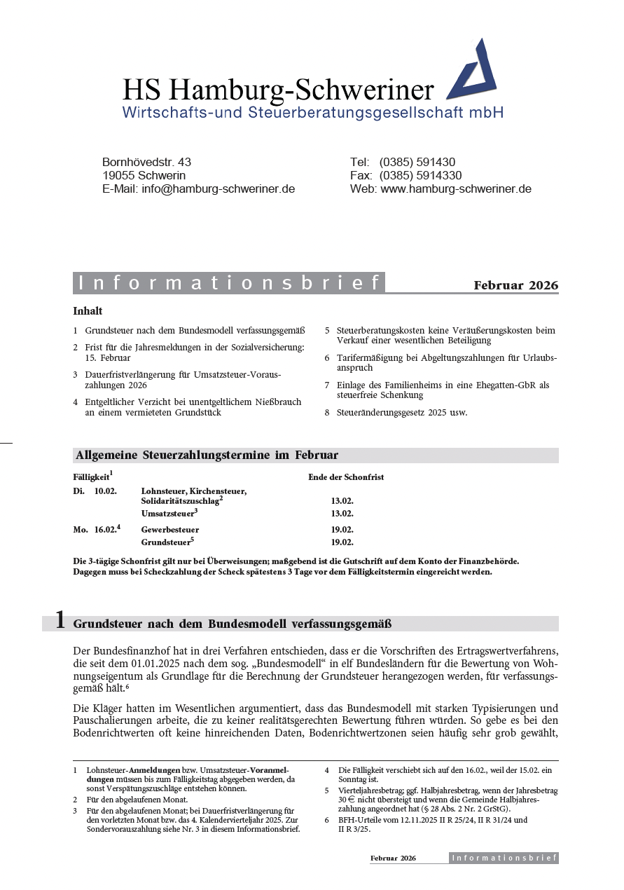 Mandantenrundschreiben Dezember 2025
