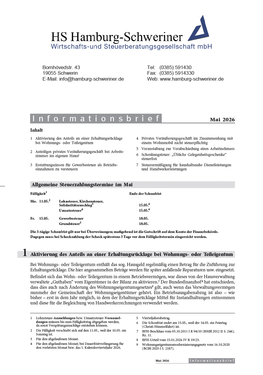 Mandantenrundschreiben Dezember 2025