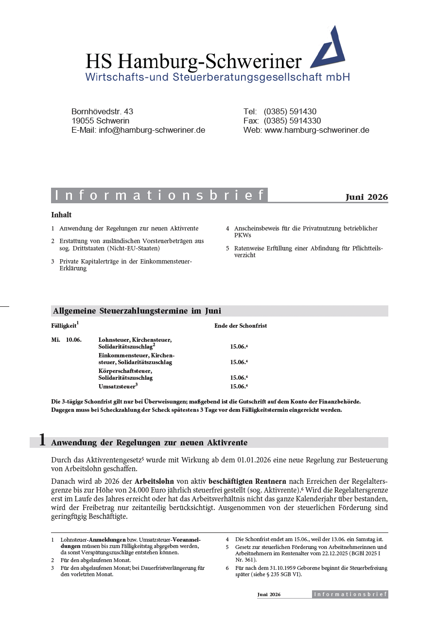 Mandantenrundschreiben Dezember 2025